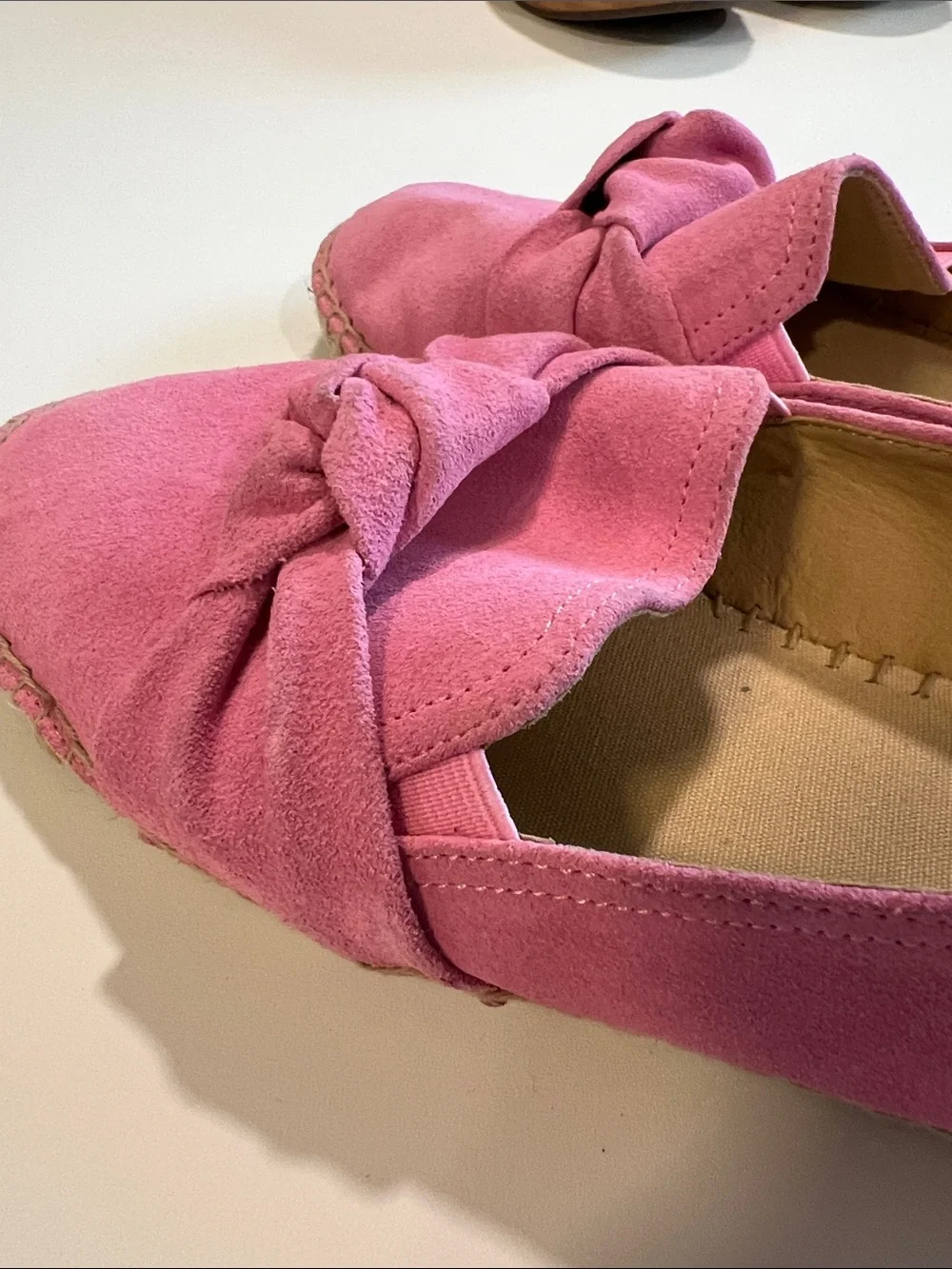 Talbots - 10, Pink Suede Knot Espadrille Loafers, slip on, flats, classic